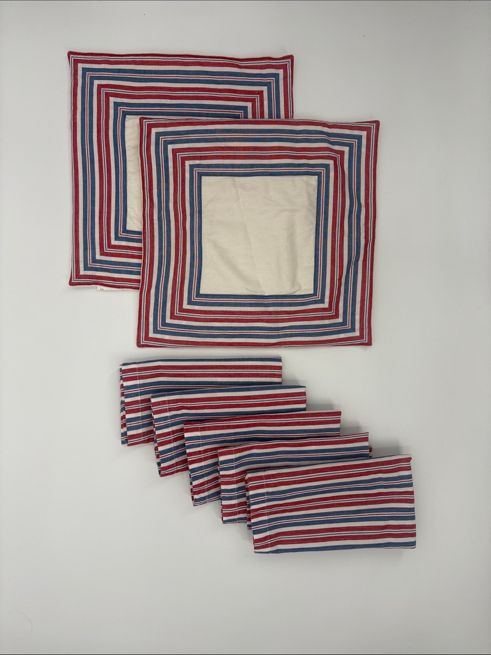 Crate&Barrel Red, Blue & White Striped Sausalito Placemat